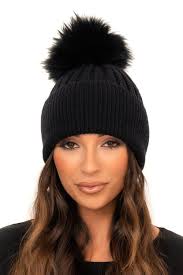 Black wool 2025 bobble hat