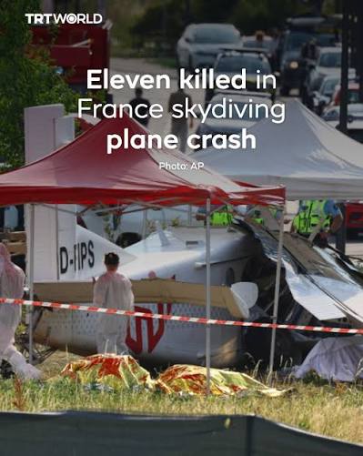 Eleven people were killed after a skydiving plane crashed in Tomblaine,  eastern France, on July 5, authorities said. The victims included five  instructors, five student skydivers and the pilot. The students were