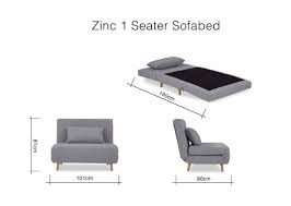 A Dimension Image For The Light Grey Fabric 1 Seater Zinc Sofabed 81cm Height X 101cm Width X 90cm Depth X 1 Seater Sofa Bed Sofa Bed Sofa Bed Furniture