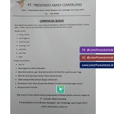Maybe you would like to learn more about one of these? Pt Tressindo Abadi Cemerlang Merupakan Loker Purwokerto Facebook