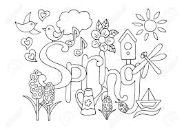 Such a stunning birdhouse coloring page with a country vibe! Hand Drawn Coloring Page For Adults And Children On Spring Theme Royalty Free Cliparts Vectors And Stock Illustration Image 121745627