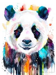 Colourful Panda Watercolor Painting Print By Slaveika Etsy In 2020 Panda Art Colorful Animal Paintings Animal Paintings