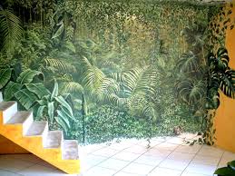 Jungle Fresques En Trompe L Oeil Peinture Murale Peinture Murale Parement Mural Jardin Murale