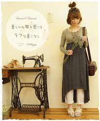 楽天市場 再入荷 4月4日11時より cawaii natural 柔らかな風を感じるラフな着こなしワンピース カットソーとスカートをウエスト部分で切り替えたドッキング レディース ファッション 森ガール メール便不可 ワンピース専門店 cawaii 森ガール