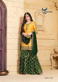 We at yourdesignerwear.com care for all women & hence provide them with high end ravishing designs of indian ethnic wear such as salwar kameez, designer sarees, anarkali dresses, lehenga choli, ghagra choli, designer gowns, bollywood collection, chaniya choli, kurtis, tunics, readymade blouses & many more which. Mahnoor By Sparrow 1018 To 1021 Series Designer Sarara Suits Collection Beautiful Stylish Fancy Colorful Party Wear Occasional Wear Satin Georgette With Embroidery Dresses At Wholesale Price