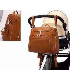 Comprar Atividade E Equipamento Pu Leather Diaper Bag Backpack Baby Nappy Bags Stroller Organizer Changing Pad Stroller Straps Insulation Bag Cosmetic Bag