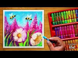 Oil Pastels Painting On Canvas Flowers And Honey Bees Drawing Tutorial Of Nature Youtube In 2020 Oil Pastel Oil Pastels Painting Oil Pastel Art