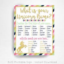 Your Unicorn Name Unicorn Party Sign Unicorn Birthday Party