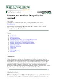 A research paper is different from a research proposal (also known as a prospectus), although the writing process is similar. Pdf The Internet As A Medium For Qualitative Research