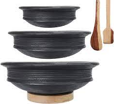 Buy cookware on amazon india. Amazon Com Craftsman India Online Pottery Earthen Kadai Clay Pots Combo For Cooking Pre Seasoned Black 1 2 3 L Kitchen Dining