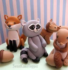 Ready Made Woodland Animal Cake Toppers Fox Raccoon Etsy Animal Cake Topper Animal Cake Woodland Animals