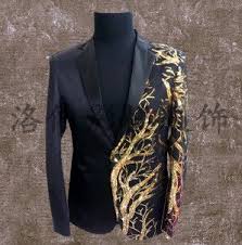 Black And Gold Jacket Men Men Jacket Singer Dancer Wear Custom Lounge Male Sequins Stage Blazer Prom Party Black And Gold Prom Suit Prom Suits For Men Blazers For Men