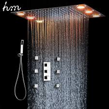Bain Douche Robinet Trois Fonctions Telecommande Led Pomme De Douche Pluie Plafond Douche Jets De Massage Et Douche A M Pomme De Douche Douche Plafond Douche