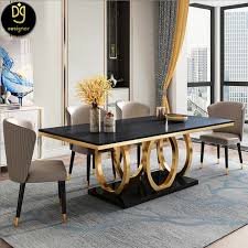 Casual enough for morning meals with family, but still offering artful appeal to impress dinner party guests, this counter height table is an ideal. Dg Modern Designs Dining Room Furniture Tables And With 6 Chairs Set Luxury Extendable Gold Ceramic Marble Top Dining Table Sets Buy Dining Table Sets Neolith Marble Dining Room Tables Sets And