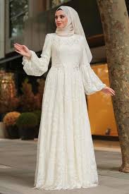 Tesetturlu Abiye Elbise Balon Kol Ekru Tesettur Abiye Elbise 3939e Tesetturisland Com Moda Stilleri Basortusu Modasi Elbise
