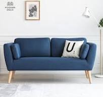Sofá nórdico moderno de 2 lugares, sofá de tecido azul escandinavo para  estúdio, apartamento, sala de estar e móveis