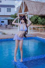 网 红 COSER] Nizuo Nisa-Blue Atago Swimsuit Фотоальбом - V2PH