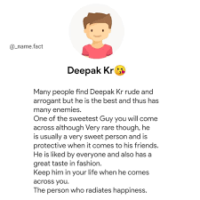 7 Likes 2 Comments ᑎᗩᗰe ᖴᗩᑕt Name Fact On Instagram Officialdeepakkr What You Want To Know Your Nam In 2020 Names With Meaning Sweet Guys Know Your Name