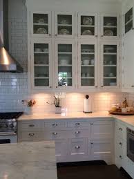 Halley S Kitchen See Through Cabinets Marble Counter Tops Dark Grout With Subway Tile Love The Dark Floors Wi Kitchen Style Marble Countertops Countertops