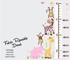 Details About Safari Animals With Growth Chart Decal Girl Room Art Height Chart Wall Sticker
