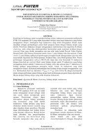 (teknik sistem informasi) anggota redaksi pelaksana vita puspita, st, m.eng (teknik sistem informasi) desain grafis fachri auliansyah siregar, s.kom dr. Pdf Implementasi Algoritma K Means Clustering Untuk Mengetahui Bidang Skripsi Mahasiswa Multimedia Pendidikan Teknik Informatika Dan Komputer Universitas Negeri Jakarta