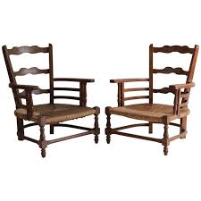 Pair Of Low French Farmhouse Chairs With Woven Rush Seat Farmhouse Chairs Chair Seating