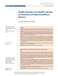 PDF) Health Anxiety and eHealth Literacy as Predictors of Cyberchondria in  Women