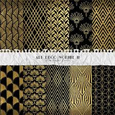 Great Gatsby Black And Gold Art Deco Wallpaper Art Deco Digital Paper Collection Volume Ii Black Gold 10 Etsy In 2020 Art Deco Pattern Art Deco Invitations Gold Art Deco