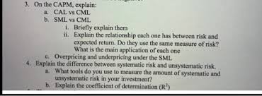 This is great in letting people know the potential returns that they can get. Solved 3 On The Capm Explain A Cal Vs Cml B Sml Vs C Chegg Com