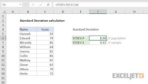 Excel Formula Standard Deviation Calculation Exceljet