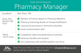 Hiring A Pharmacy Manager Full Time In Red Deer On Good Communication Skills Science Degree Communication Skills