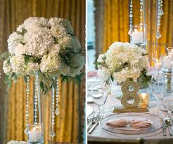 See your favorite centerpiece weddings and centerpieces for weddings discounted & on sale. White And Gold Wedding Reception With Tall White Hydrangea Centerpieces And Gold Chiavari Chairs With White And Blush Linens And Gold Table Numbers Rentals A Chair Affair Linens By Gabro