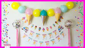 Ice cream theme party ice cream party decorations. Very Easy Birthday Party Decoration At Home Ice Cream Party Decoration Party Decorations Youtube