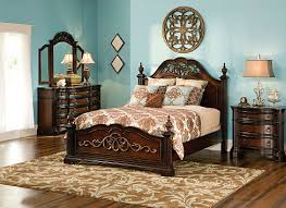 Bedroom Turquoise And Beige Color Theme Cherry Oak Mahogany Wooden Drawers And Bed Frame Bedroom Sets Bedroom Sets Queen Furniture