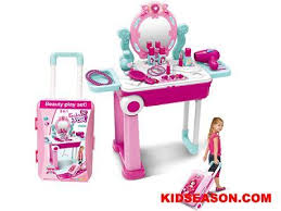 Kidseason Toys Pretend Play Dress Up Beauty Sets 2 In 1 Kids Travel Trolley Case Lights Up And Musical Beau Beauty Sets Pretend Play Travel With Kids
