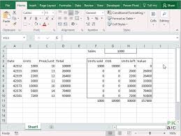 fifo inventory valuation in excel using data tables how to