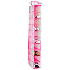Laura Ashley Kids 10 Shelf Hanging Shoe Organizer In Painterly Pink Stripe