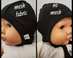 Black Pilot Hat, Giddy Baby Hat, Hat With Ties or Snaps, Hearing Aid Hat,  Size NB-36 Mo, Black Brushed Poly Spandex, Mesh Pilot Hat