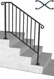 Iron X Handrail Picket 3 Walmart Com Iron Handrails Handrails For Concrete Steps Outdoor Stair Railing
