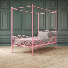 Enjoy your new bed frame! Dhp Canopy Metal Bed Twin Size Frame Pink Walmart Com Walmart Com
