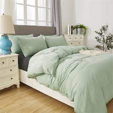 Amherst's modern color blocked design is a simple way to add style to your room. Minimalist Duvet Cover Pea Green Duvet Cover Set Pure Green Etsy Sage Green Bedroom Green Bedding Light Green Bedrooms