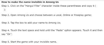 Instead Of Being A Stupid Ignorant And Banning Those Blank Named Players How About You Guys Google Search How To Make The Name Invisible In Among Us Instead Amongus