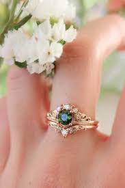Nature Engagement Ring Set Green Tourmaline Ring Bridal Set Etsy In 2021 Ruby Wedding Ring Set Green Wedding Rings Nature Engagement Ring