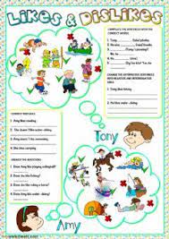 Likes And Dislikes Language English Grade Level Elementary School Subject English As A Second Free Time Activities English Activities English For Beginners