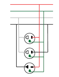 To wire multiple outlets, follow the circuit diagrams posted in this article. Are There Any Nec Restrictions For Wiring 220v And 110v Sockets On The Same Dual Pole Breaker Home Improvement Stack Exchange