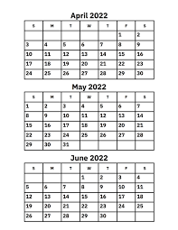 April May June July Calendar