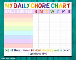 daily chore chart template fresh chore chart for kids chore