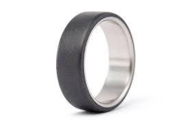 Titanium And Graphite Ring For Him Flat Dark Gray Men S Etsy Titanium Engagement Rings Matte Mens Wedding Bands Dark Grey Weddings