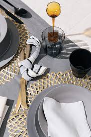 Black And Gold Table Setting Ideas Black And Metallic Table Setting Ideas Domino Table Settings Everyday Gold Table Setting Kitchen Table Settings