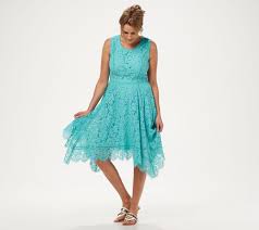 Isaac Mizrahi Live Regular Handkerchief Hem Floral Lace Midi Dress Qvc Com Dresses Lace Midi Dress Floral Lace Dress